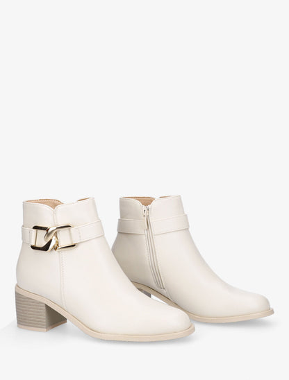 Bottines à boucle - Beige - 4