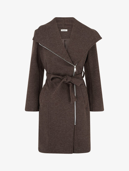 Duffle-coat uni à capuche - Marron - 1