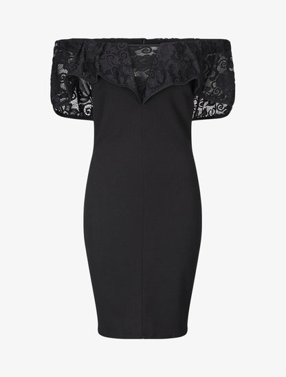 Robe col volanté  - noir - 4