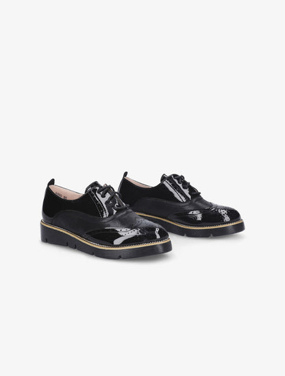 Derbies façon brogues vernies - Noir - 4