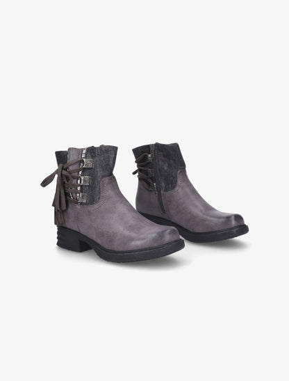 Bottines lacées bimatières noir - Marron - 4
