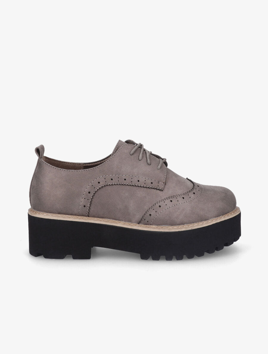 Derbies suédine compensées - gris - 1