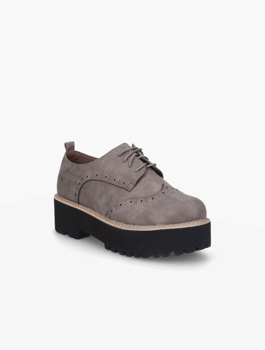 Derbies suédine compensées - gris - 4