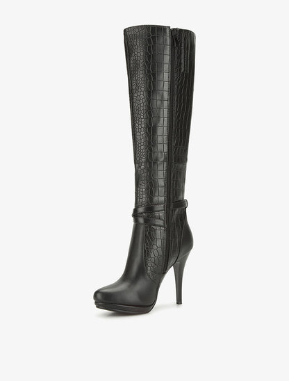 Bottes talons aiguilles croco - noir - 3