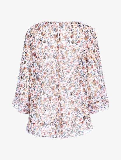 Blouse fluide transparente imprimé - Écru - 2