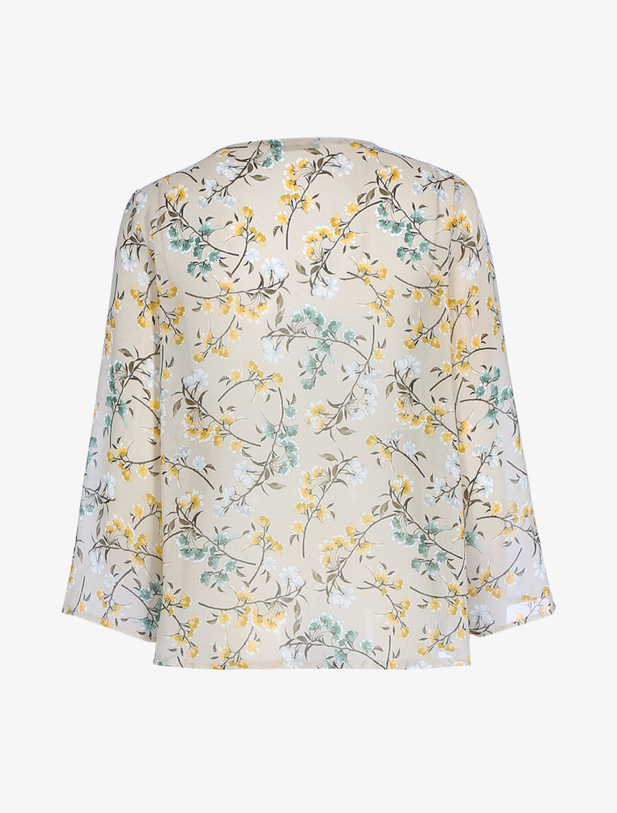 Top à imprimé champêtre et sequins - Beige - 2