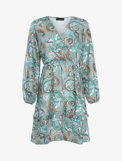 Robe volantée à imprimé cachemire - Vert d&