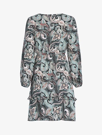 Robe volantée à imprimé cachemire - Noir - 2