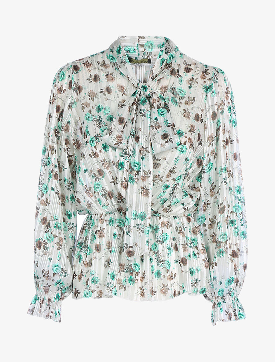 Top en voile à basque - Beige - 1