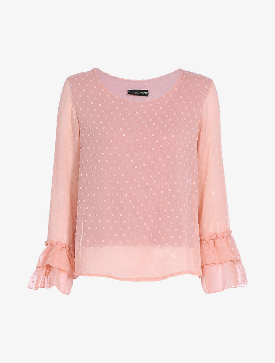 Blouse fluide mouchetée - Rose - 1