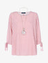 Blouse rayée avec sautoir - Rose/blanc - 1