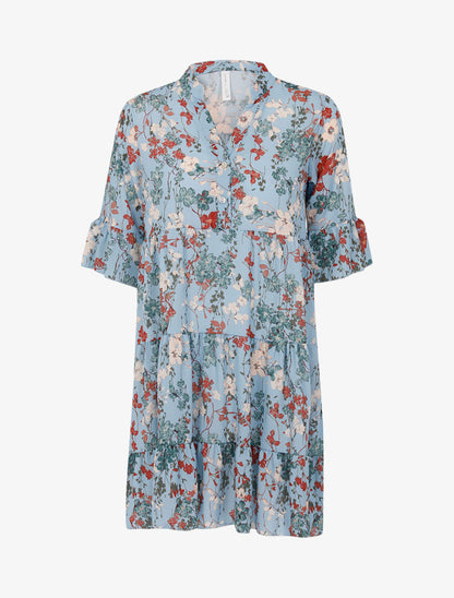 Robe ample coupe droite imprimé - Bleu ciel - 1