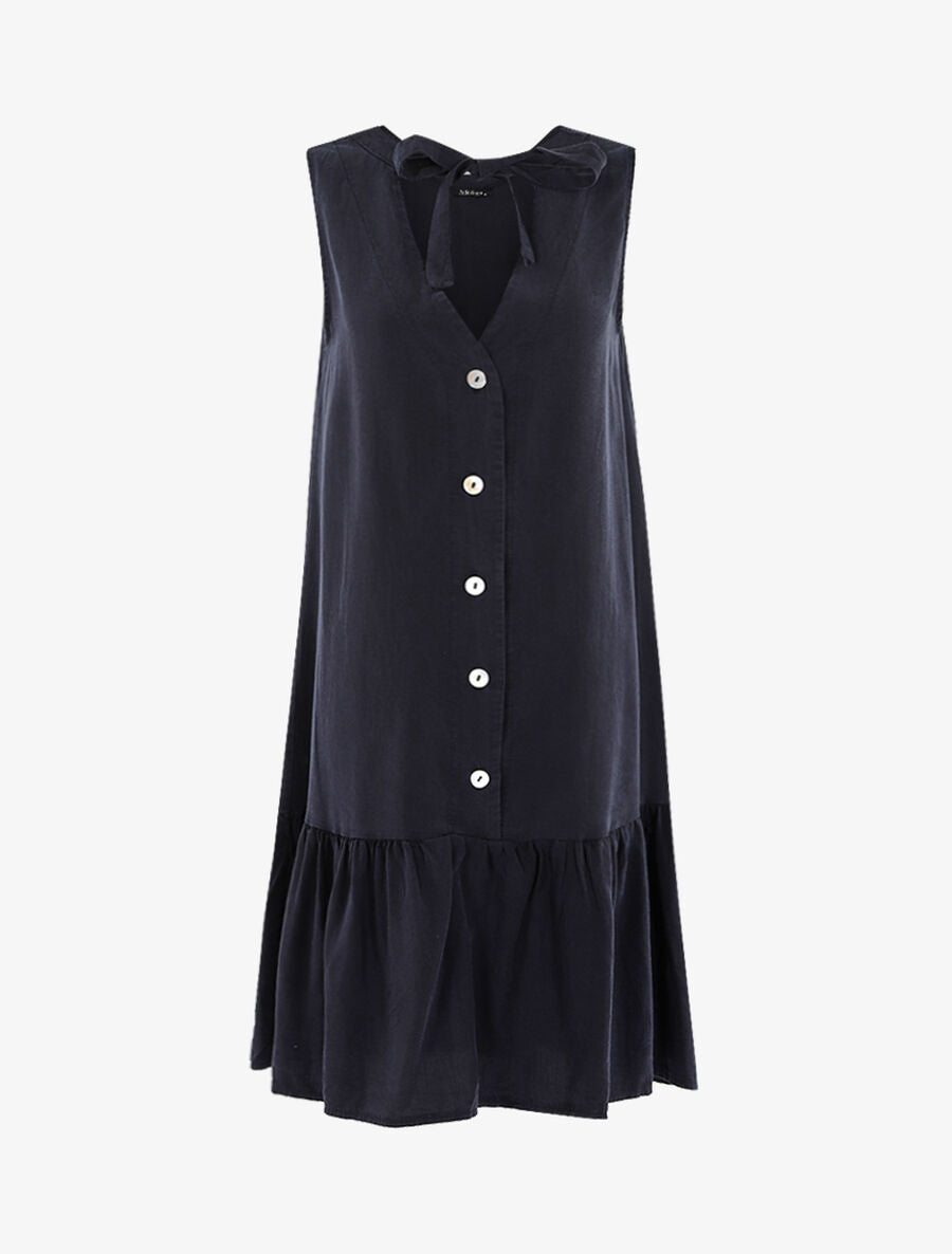 Robe à grand volant - Marine - 1