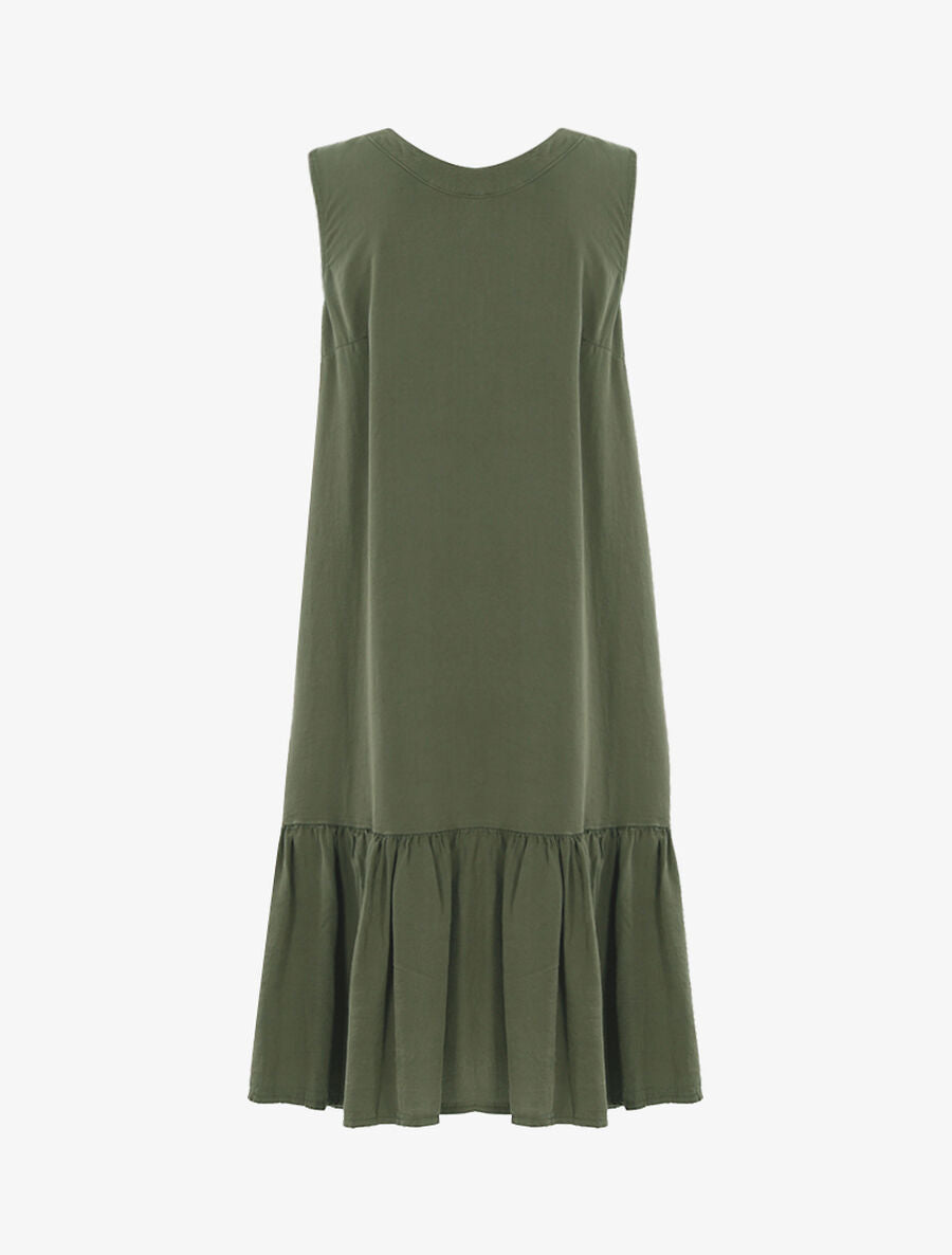 Robe à grand volant - Kaki - 2