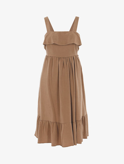 Robe à bord volanté - Camel - 1