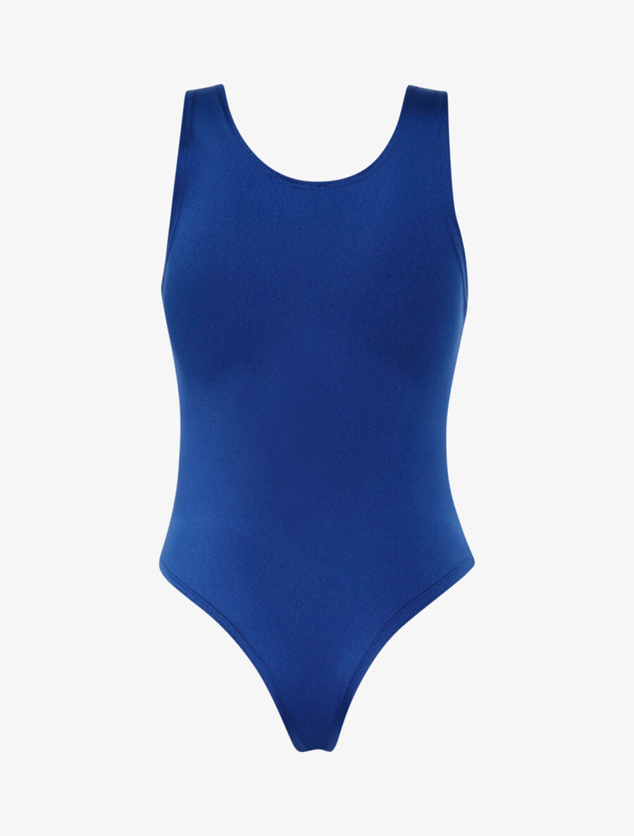 Body satiné à décolleté profond - Bleu électrique - 2