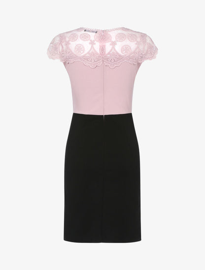 Robe fourreau à haut de buste dentelle - Rose/noir - 2
