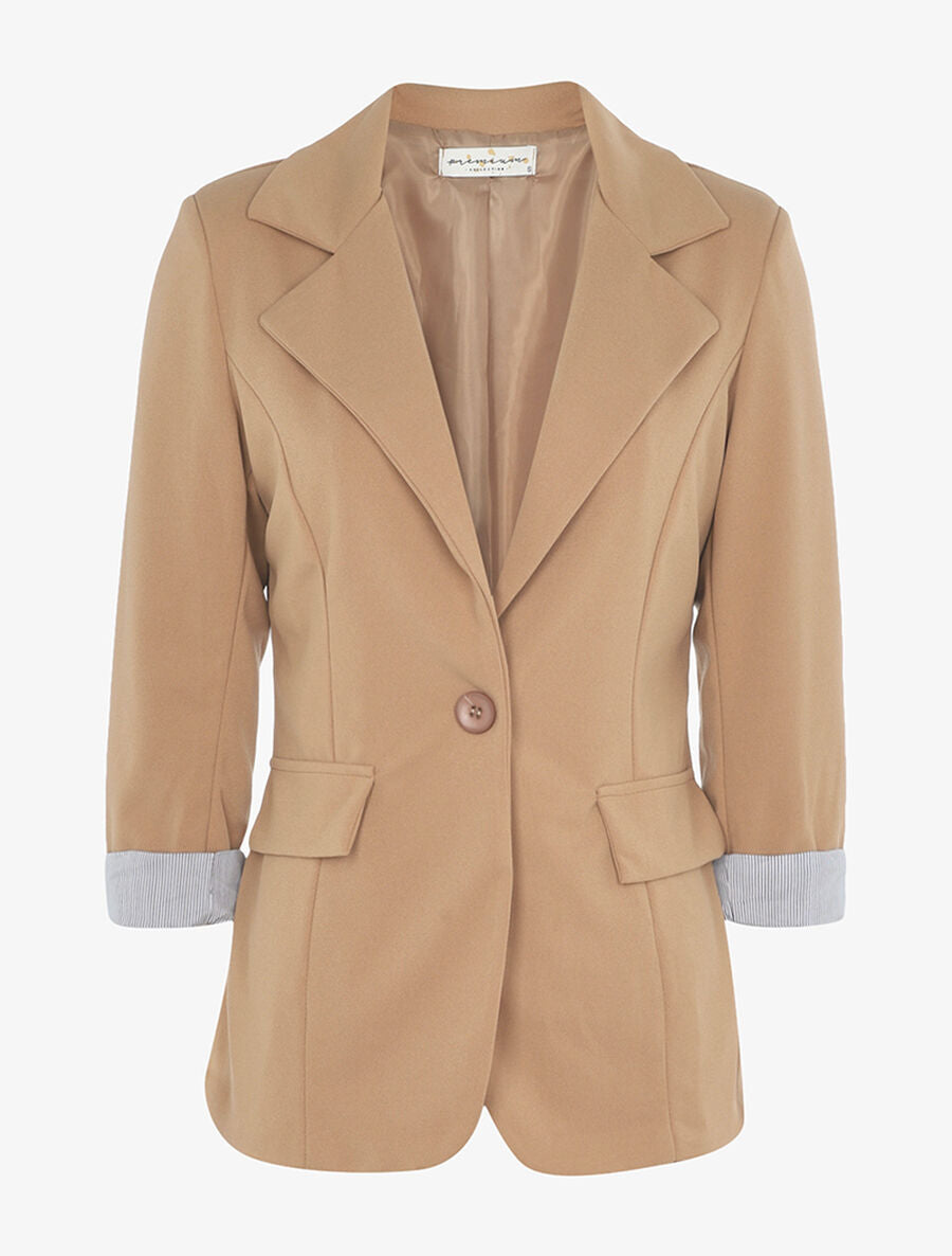 Blazer à détails rayés - Beige - 1