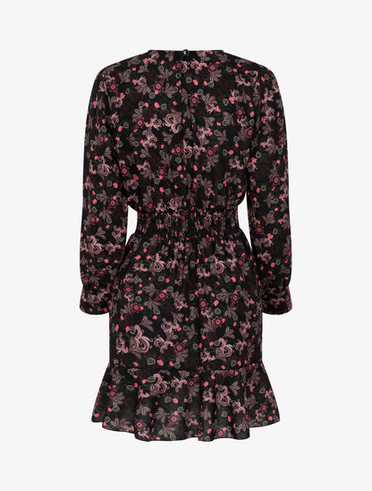 Robe courte à imprimé baroque fleuri - Noir - 2