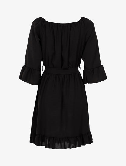 Robe fluide volantée - Noir - 2