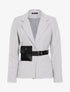 Veste droite à ceinture pochette - Gris - 3