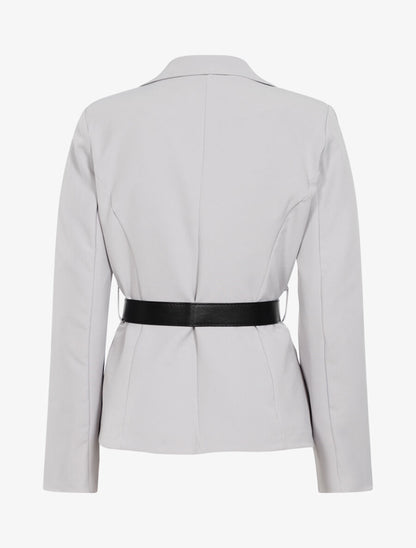 Veste droite à ceinture pochette - Gris - 2