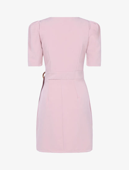 Robe portefeuille à manches gigot - Rose - 2