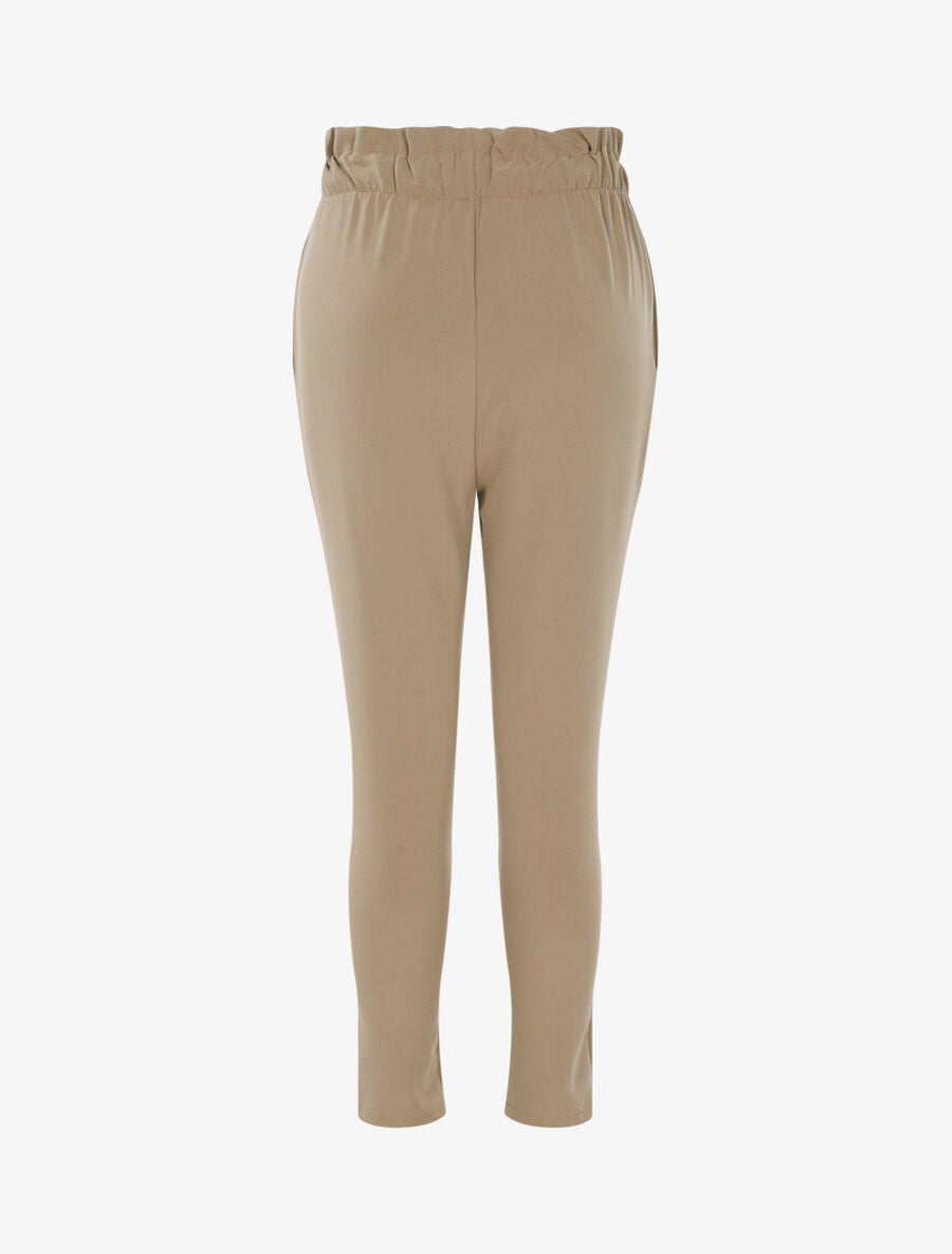 Pantalon fluide paper bag basique - Taupe - 2
