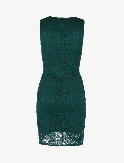 Robe tulipe en dentelle - Vert émeraude - 2