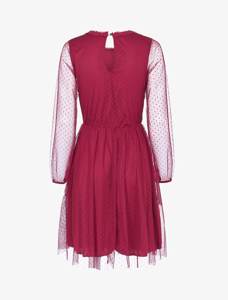 Robe patineuse en tulle et crochet - Bordeaux - 2