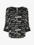 Top oversize chauve-souris imprimé texte - Noir - 1