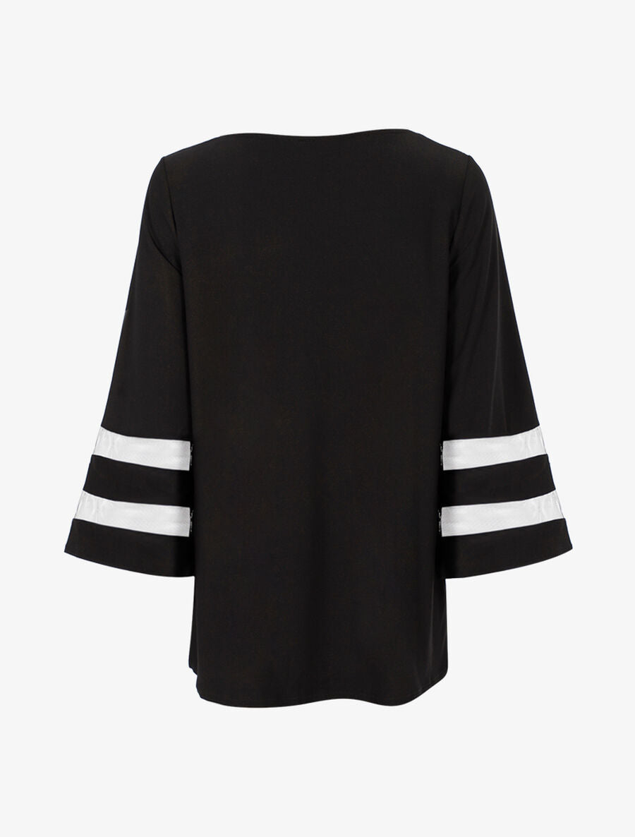 Top oversize manches à bandes transparentes - Noir - 2
