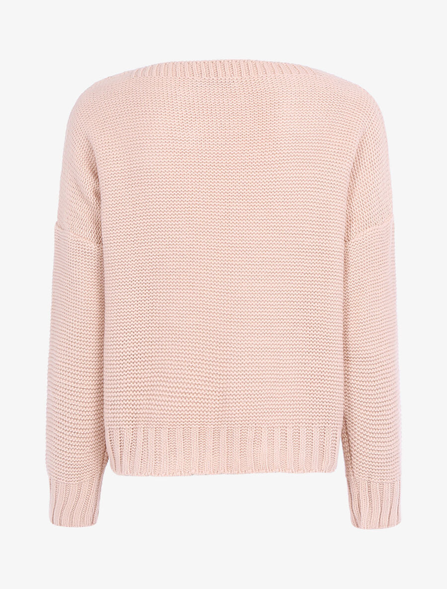 Pull basique à bandes tressées - Rose - 2