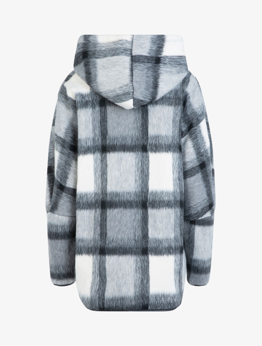 Manteau imprimé tartan à capuche - Gris foncé - 2
