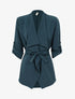 Veste jeté fluide à manches ajustables - Bleu canard - 1