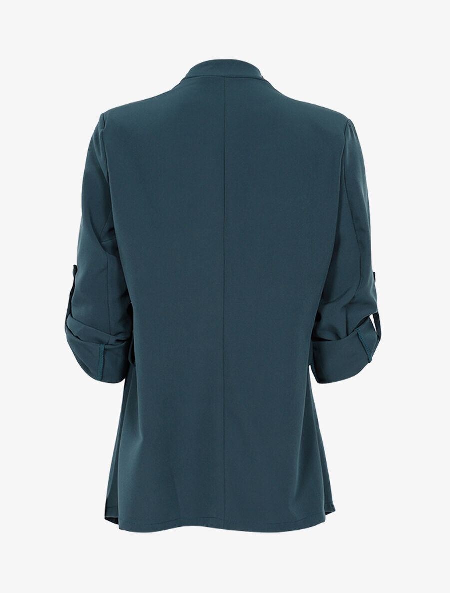Veste jeté fluide à manches ajustables - Bleu canard - 2