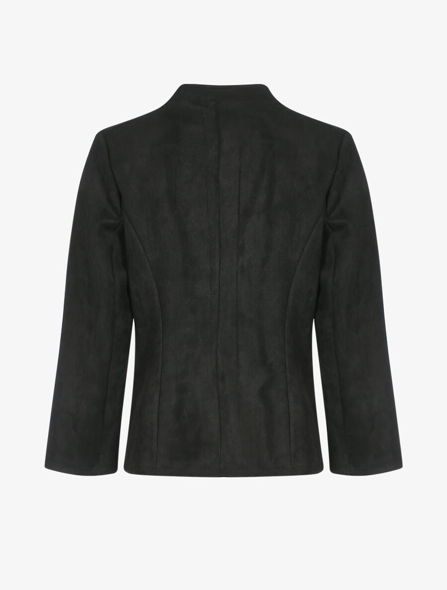 Veste ample en suédine à col cranté - Noir - 2