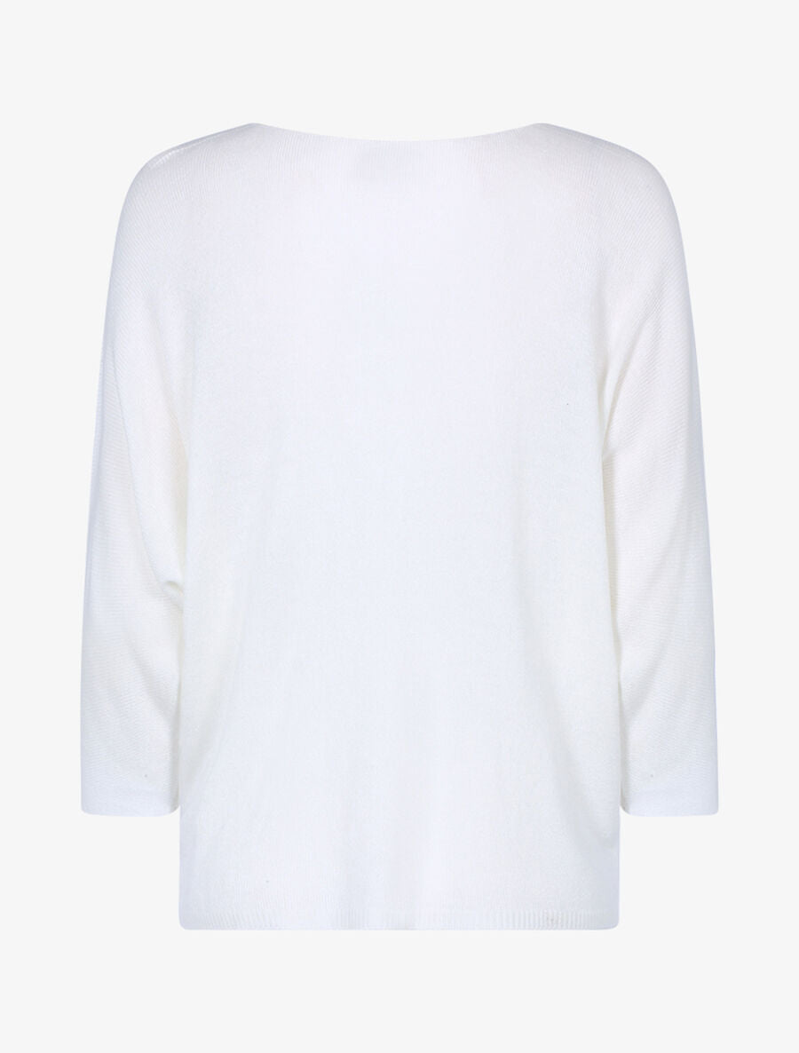 Top en maille fine à imprimés - Blanc - 2