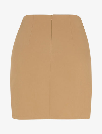 Mini jupe à ceinture bijou - Camel clair - 2