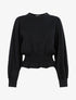 Top volanté style sweat shirt - Noir - 1