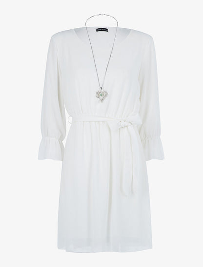Robe en voile doublé - Blanc - 1