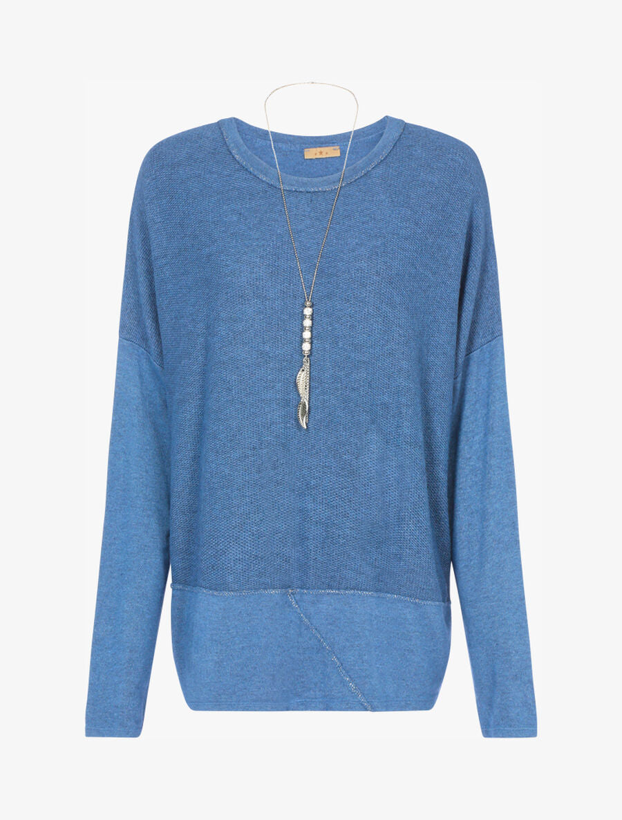 Pull oversize à coutures irisées - Bleu charrette - 1