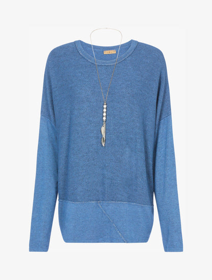 Pull oversize à coutures irisées - Bleu charrette - 1
