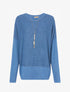 Pull oversize à coutures irisées - Bleu charrette - 1