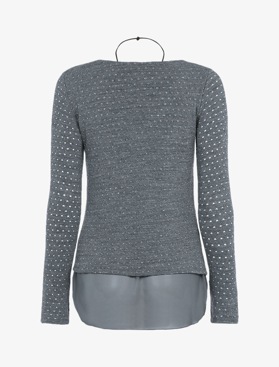 Pull irisé à bords en voile asymétrique - Gris foncé - 2