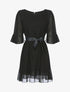 Robe volantée à ceinture contrastante - Noir - 1