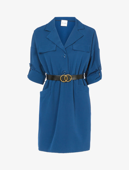 Robe à buste style chemise - Bleu charrette - 1