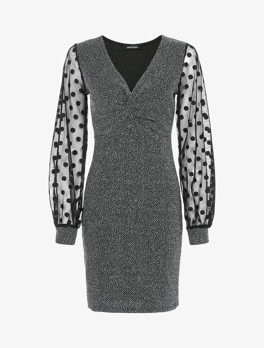 Robe irisée à manches ajourées - Argent - 1