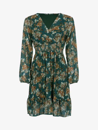 Robe cache coeur à imprimé floral - Vert - 1