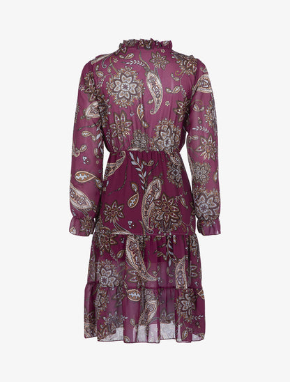 Robe volantée à imprimé cachemire - Violet - 2